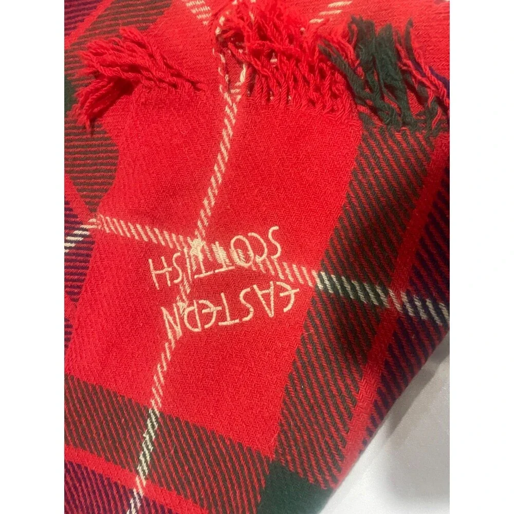 Red and Black Vintage tartan wool blanket